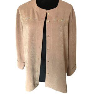 Gepetto Rhinestone Embellished Blazer: Vintage 70s Jacket, Camel Tan Size L